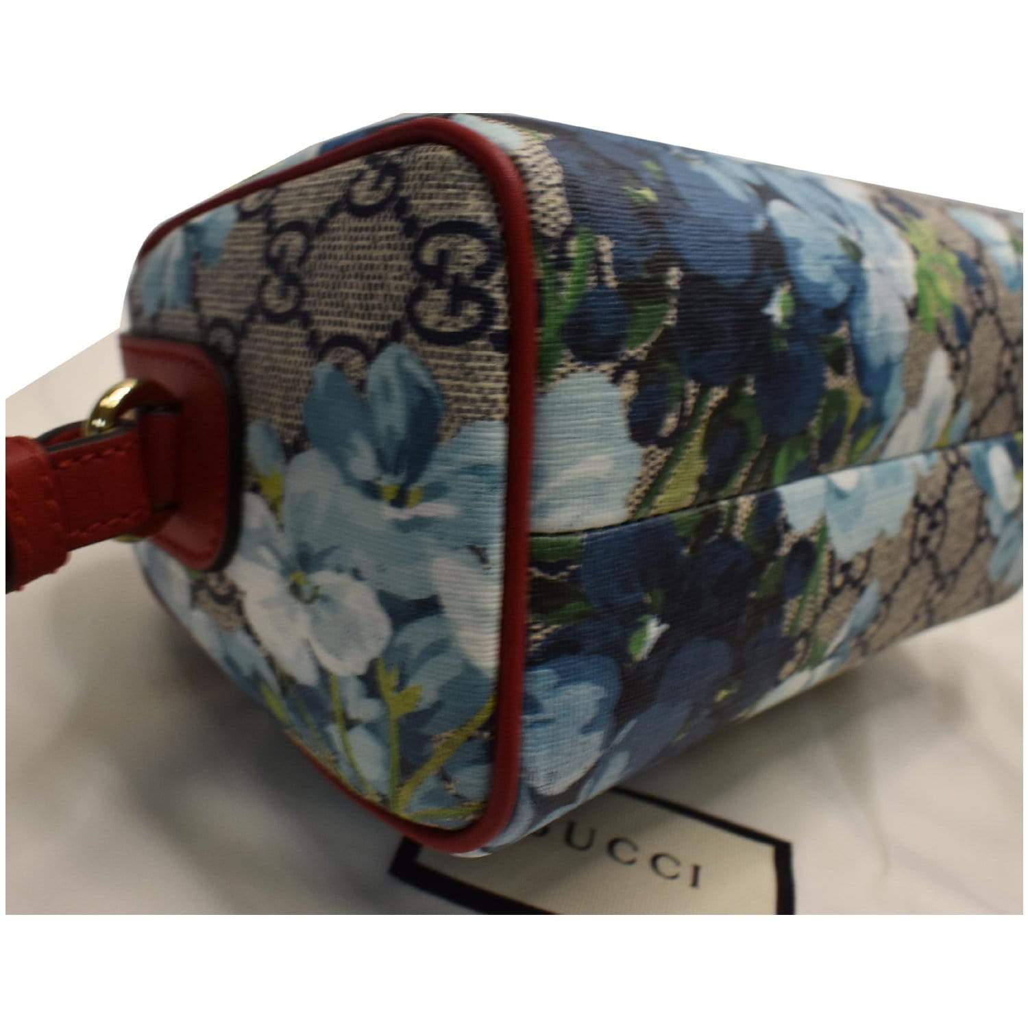 GUCCI Mini Blooms Gucci Supreme Canvas Top Handle Crossbody Bag Red 546312
