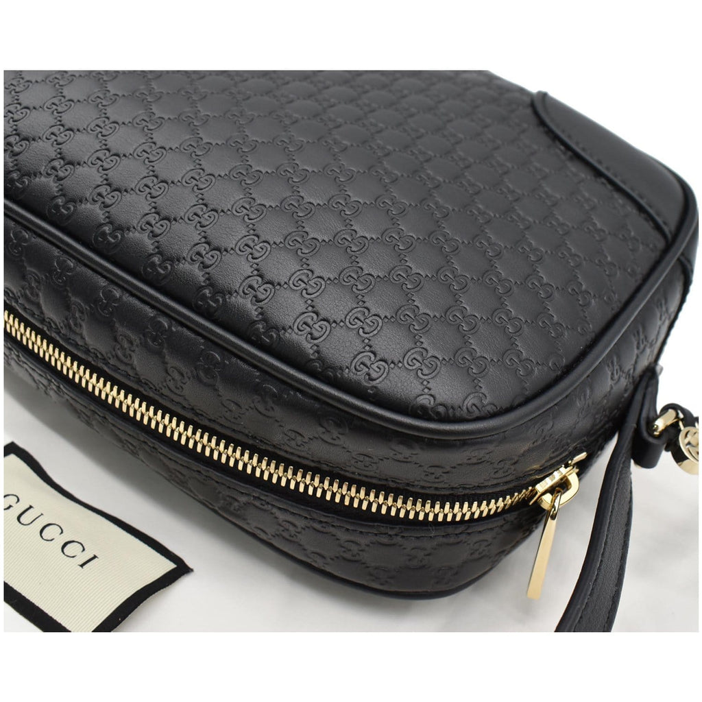 GUCCI Bree Mini Gucci Microguccissima Leather Crossbody Bag Black 449413