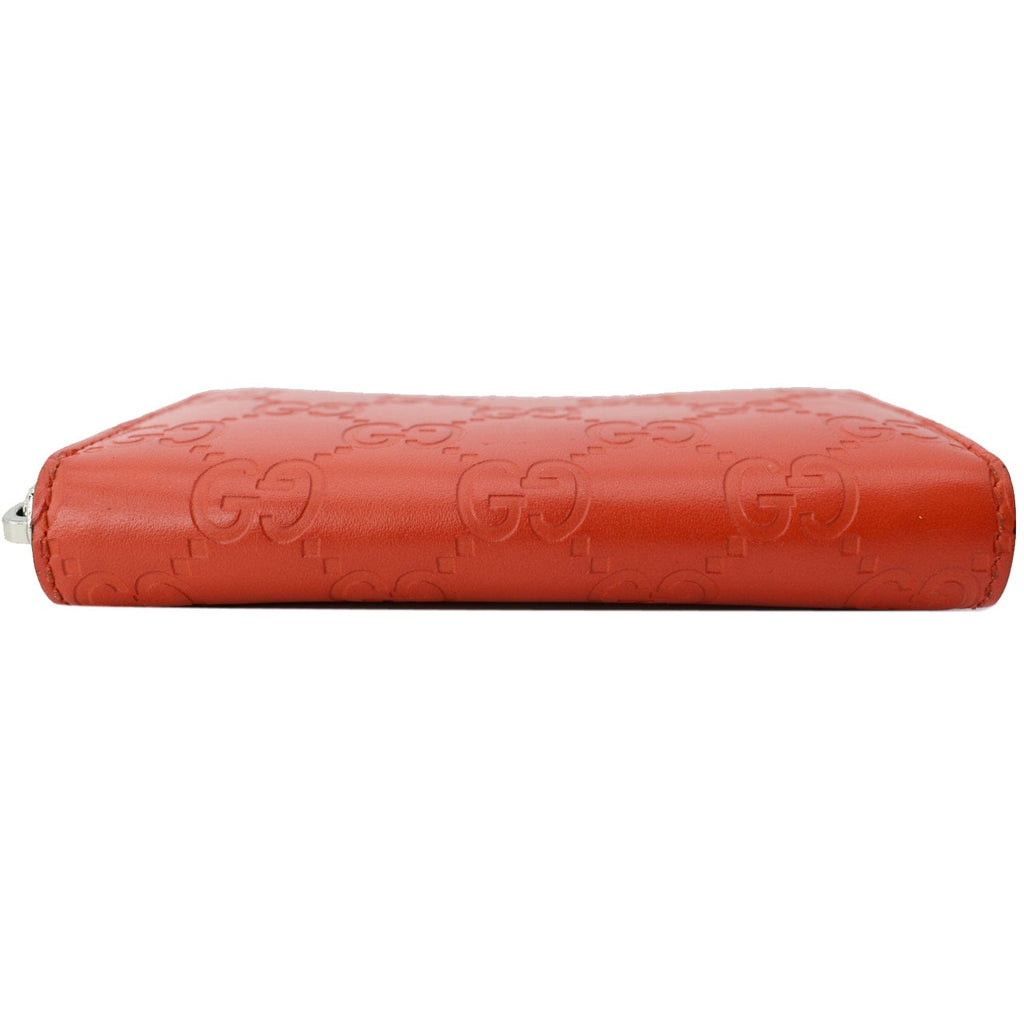 GUCCI Gucci Leather Zip Around Wallet Red 255452