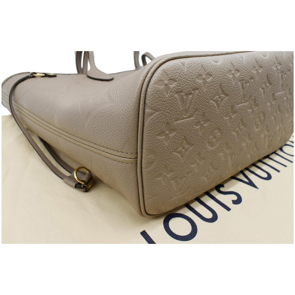 LOUIS VUITTON Neverfull MM Monogram Empreinte Tote Bag Beige