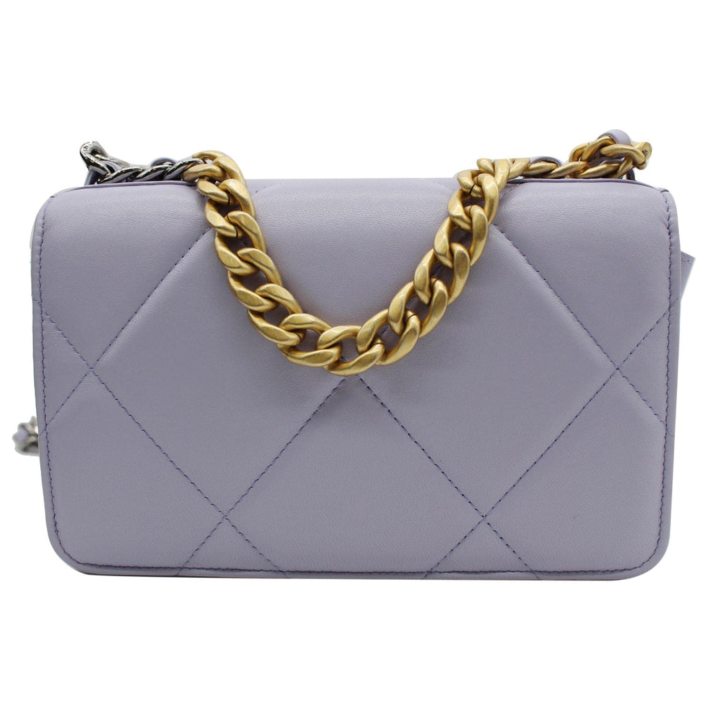Chanel 19 CC WOC Leather Wallet On Chain Crossbody Bag Light Lavender