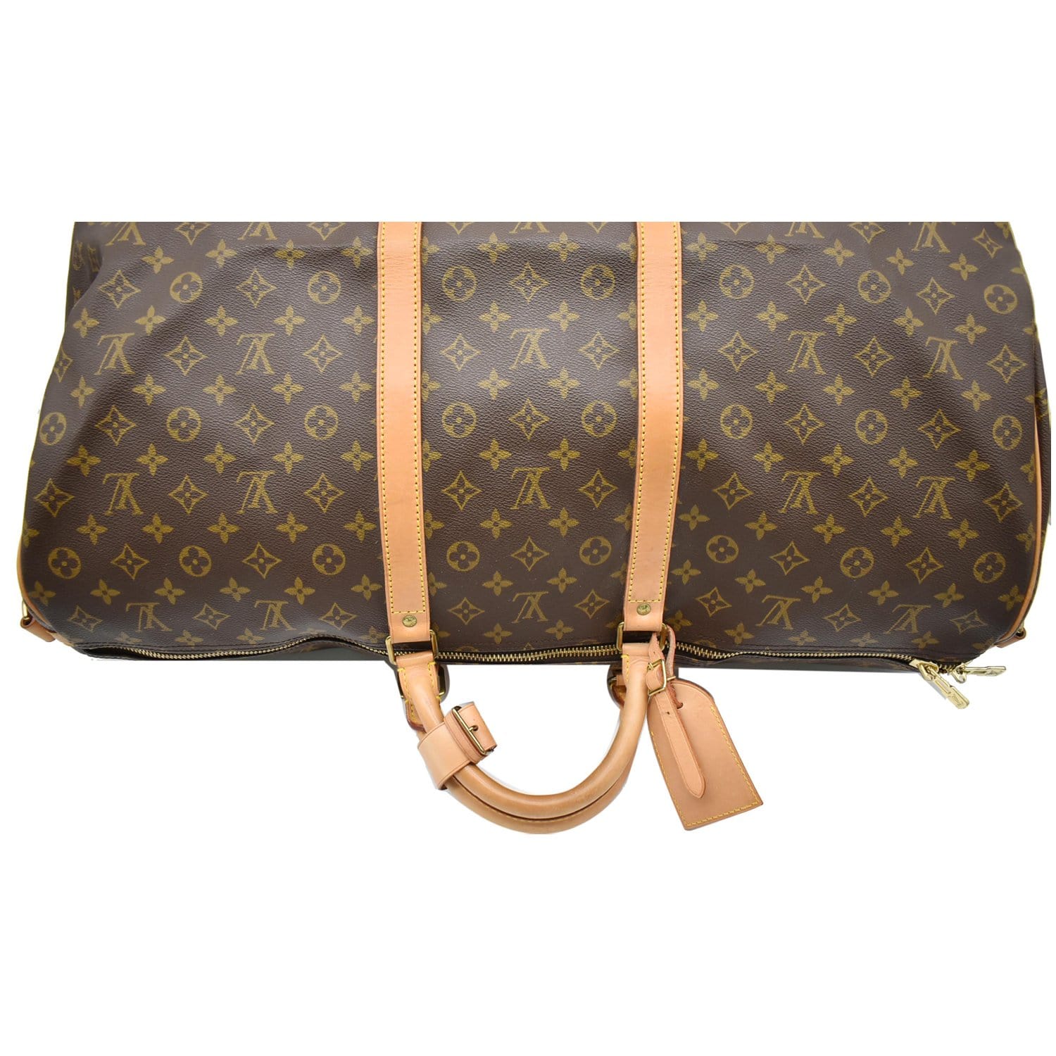 LOUIS VUITTON Keepall 60 Bandouliere Monogram Canvas Travel Bag Brown