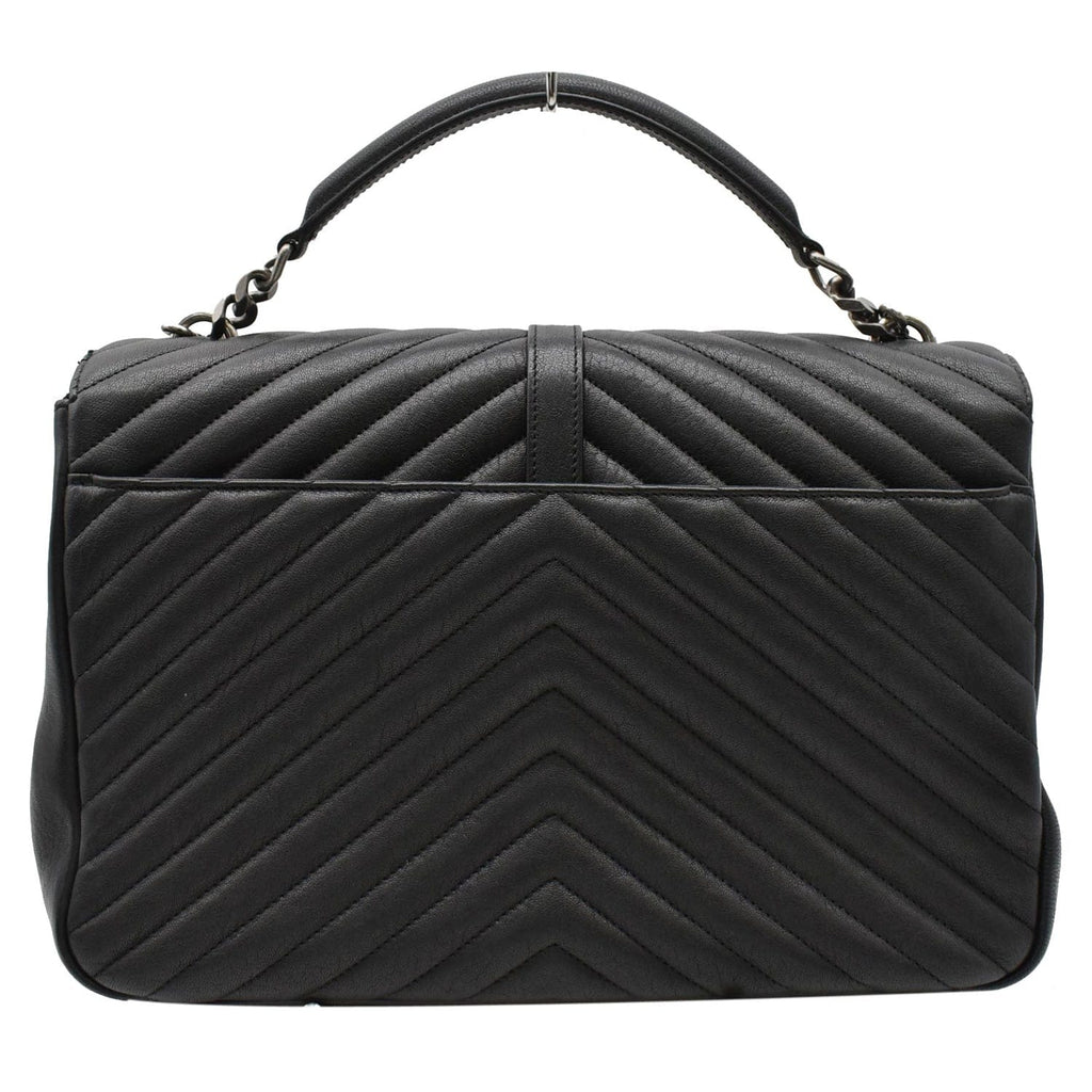 YVES SAINT LAURENT College Medium Flap MatelassÃ© Leather Shoulder Bag Black