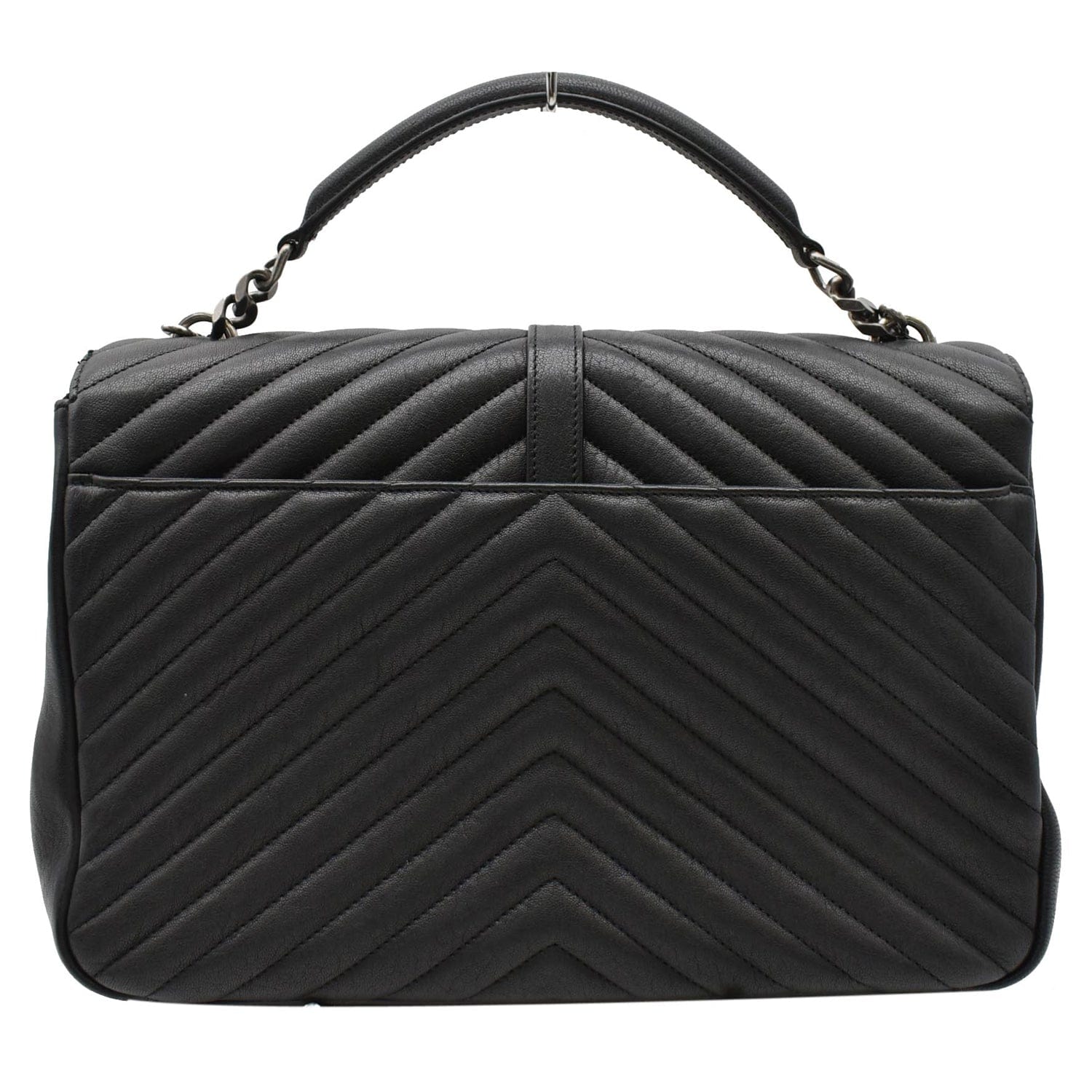 YVES SAINT LAURENT College Medium Flap MatelassÃ© Leather Shoulder Bag Black