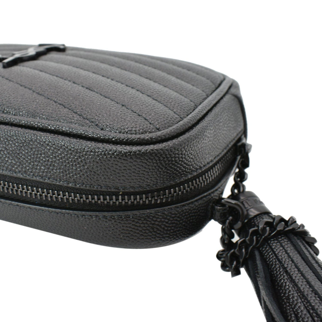 YVES SAINT LAURENT Mini Lou Leather Camera Crossbody Bag Black