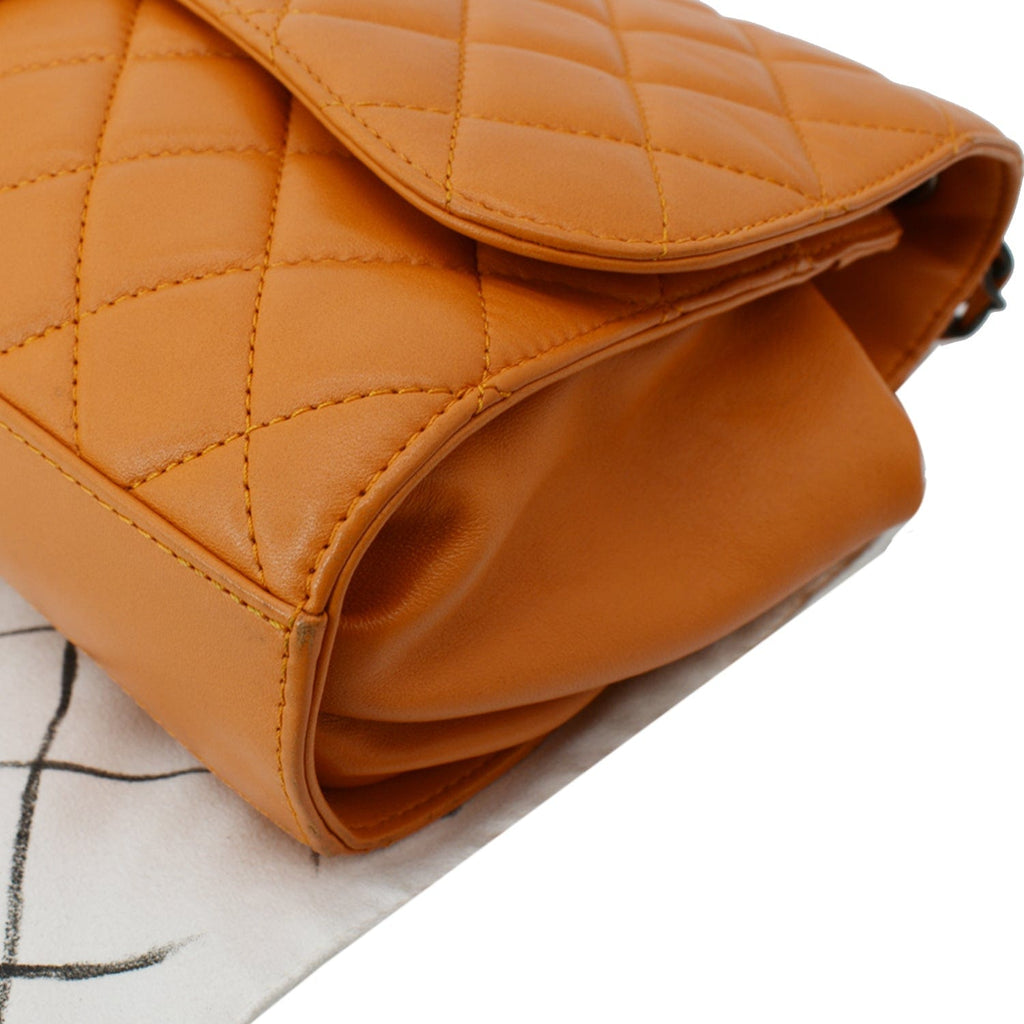 Chanel Classic Flap Drawstring Quilted  Leather Shopper Shoulder Bag Orange - Hot Deals