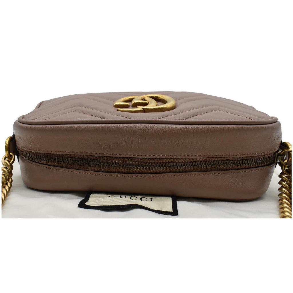 GUCCI Gucci Marmont Small Matelasse Leather Crossbody Bag Taupe 447632