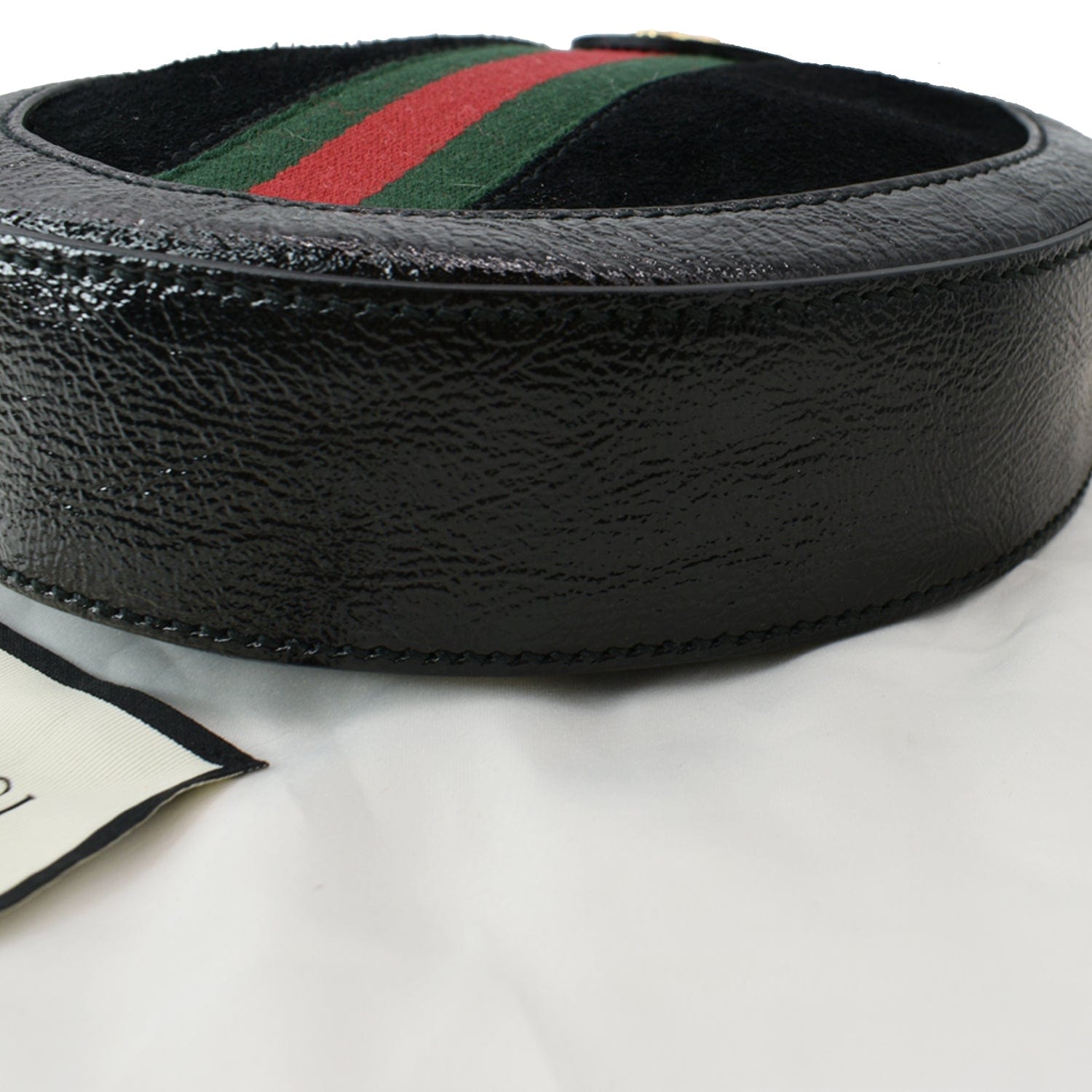 GUCCI Ophidia Mini Gucci Round Web Leather Crossbody Bag Black 550618