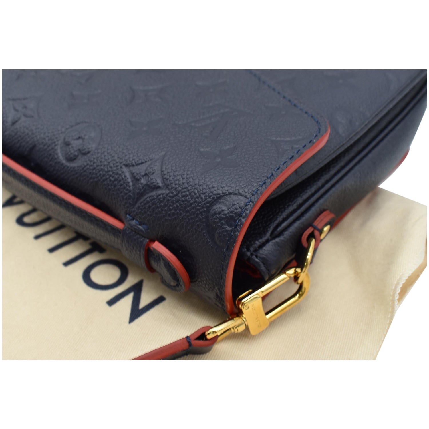 LOUIS VUITTON Metis Pochette Empreinte Leather Crossbody Bag Blue