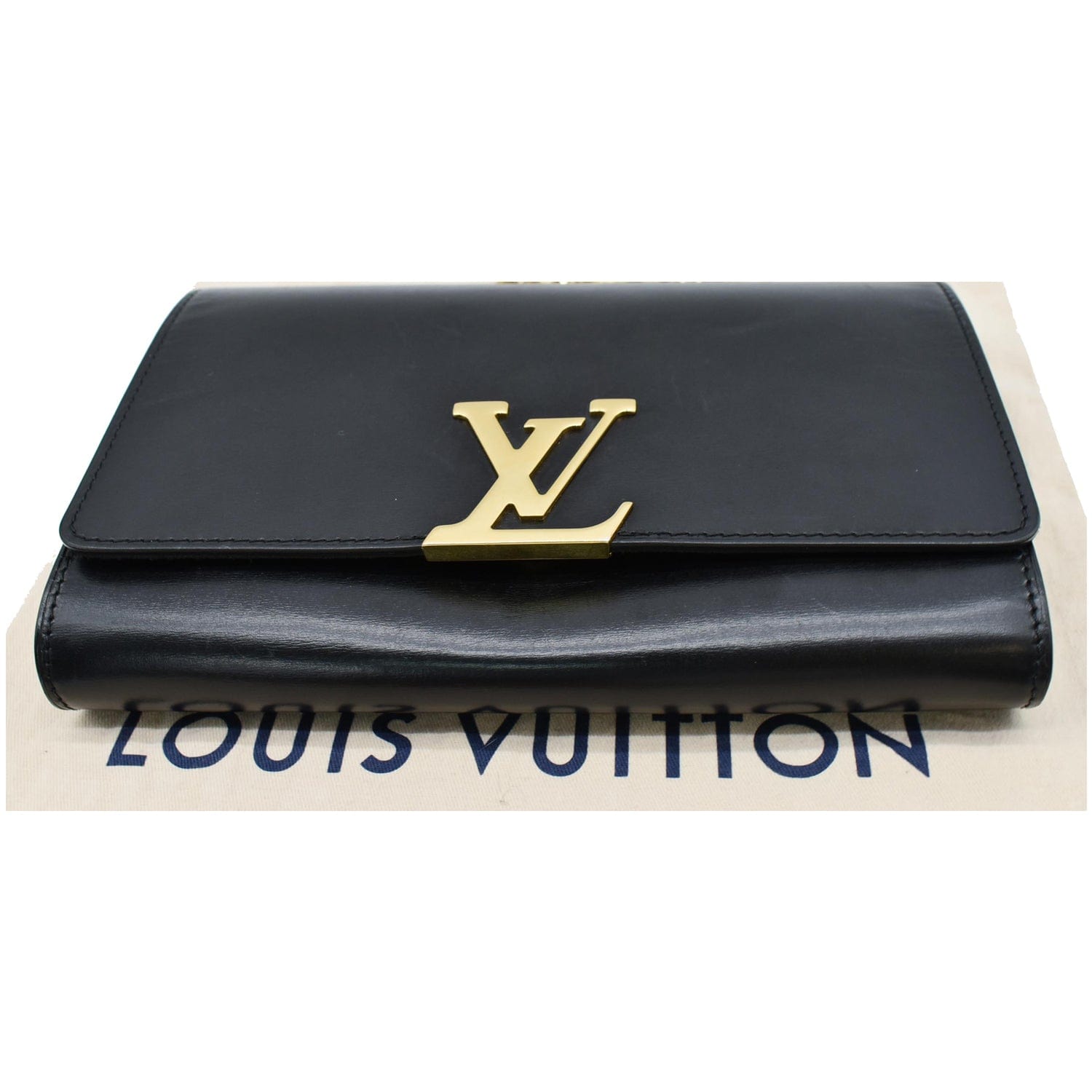 LOUIS VUITTON Chain Louise GM  Leather Shoulder Bag Black