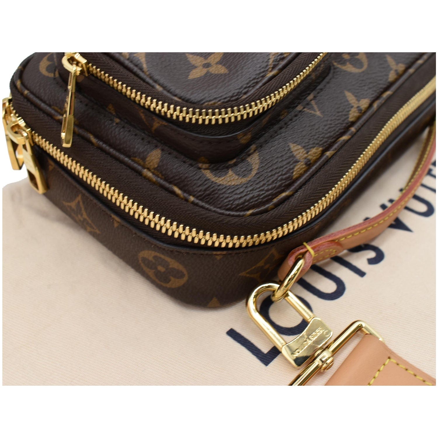 LOUIS VUITTON Utility Monogram Canvas Crossbody Bag Brown