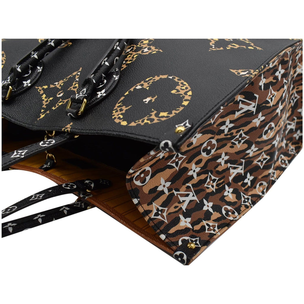 LOUIS VUITTON Onthego Jungle GM Giant Monogram Canvas Tote Shoulder Bag Black - Hot Deals