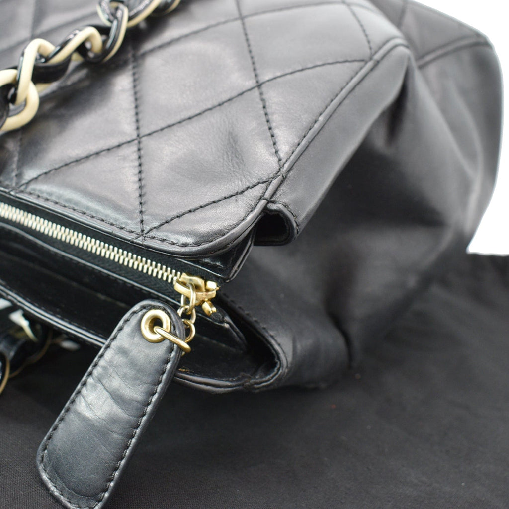 Chanel  Bekko  Leather Chain Tote Bag Black