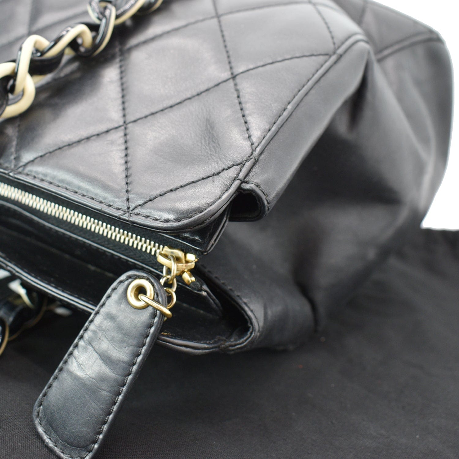 Chanel  Bekko  Leather Chain Tote Bag Black