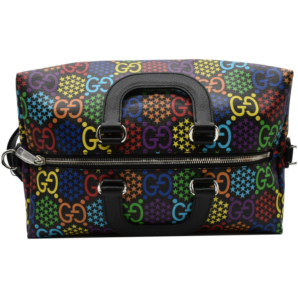 GUCCI Psychedelic Gucci Monogram Canvas Duffel Travel Bag Multicolor 587866