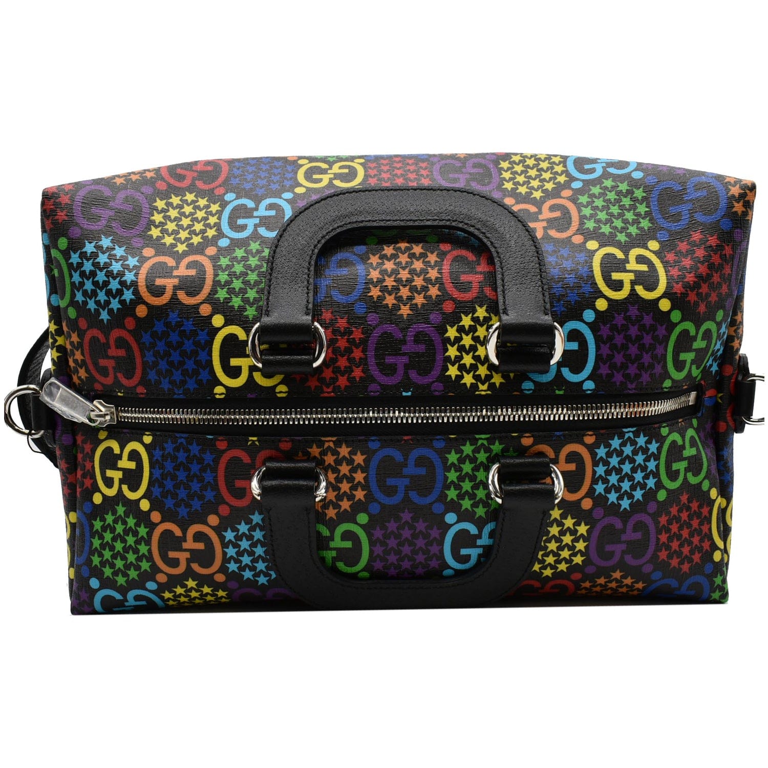 GUCCI Psychedelic Gucci Monogram Canvas Duffel Travel Bag Multicolor 587866