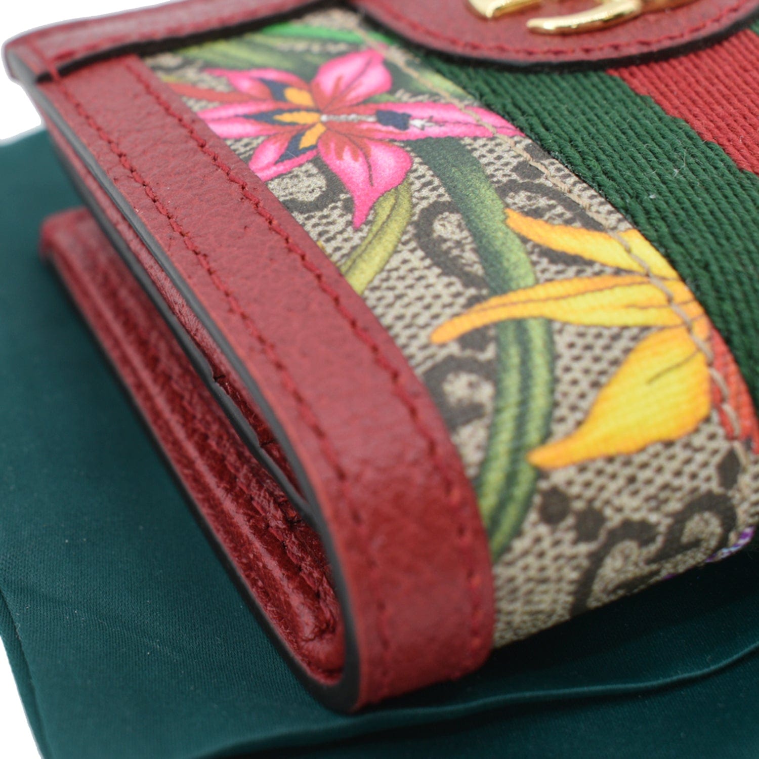 GUCCI Ophidia Flora Gucci Supreme Canvas Card Case Wallet Red 523155 - 10% Off