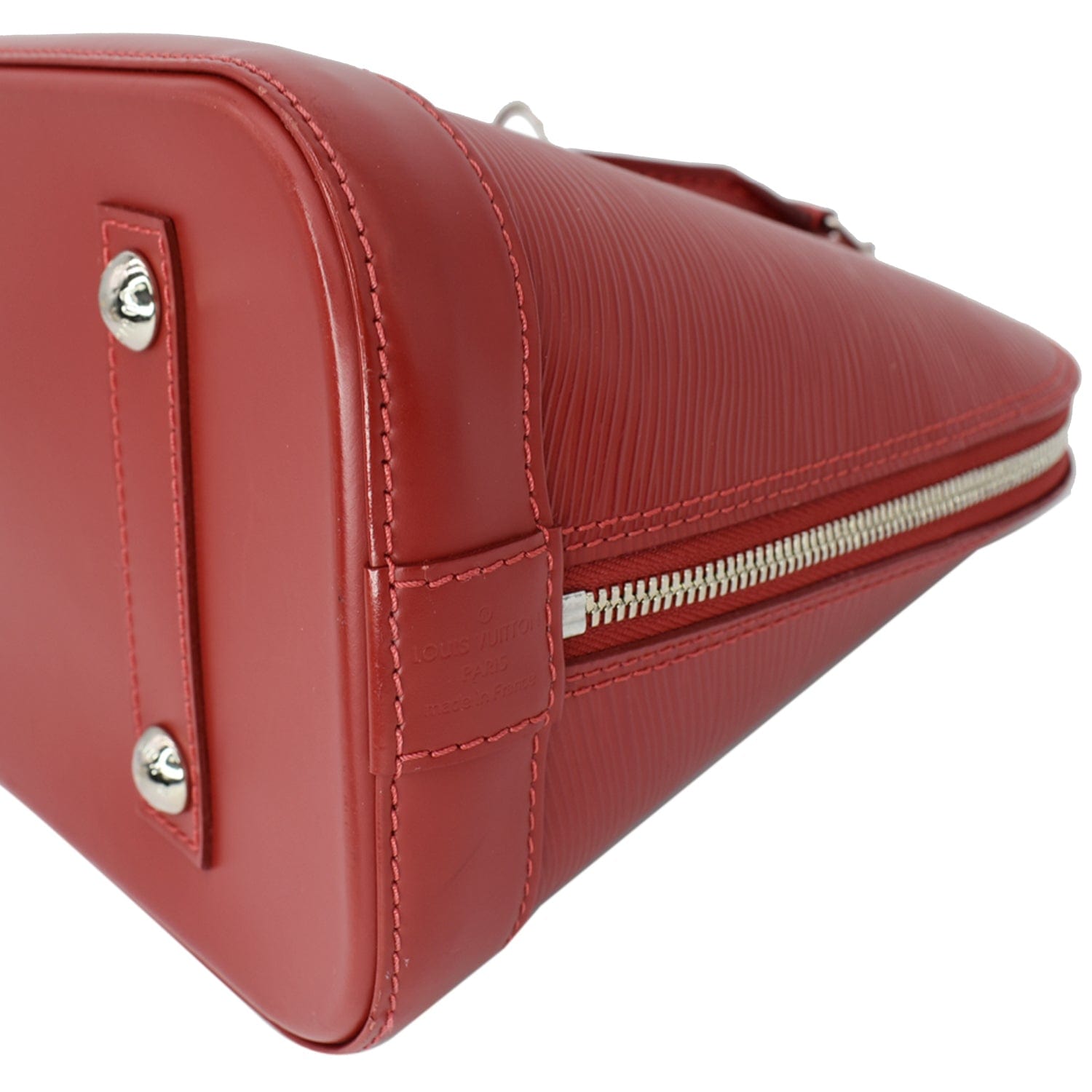 LOUIS VUITTON Alma PM Epi Leather Satchel Bag Red
