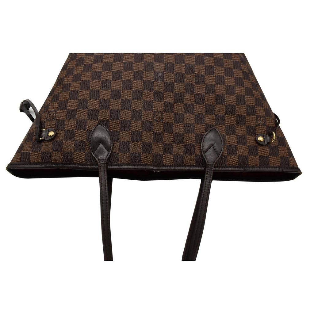LOUIS VUITTON Neverfull MM Damier Ebene Tote Bag Brown