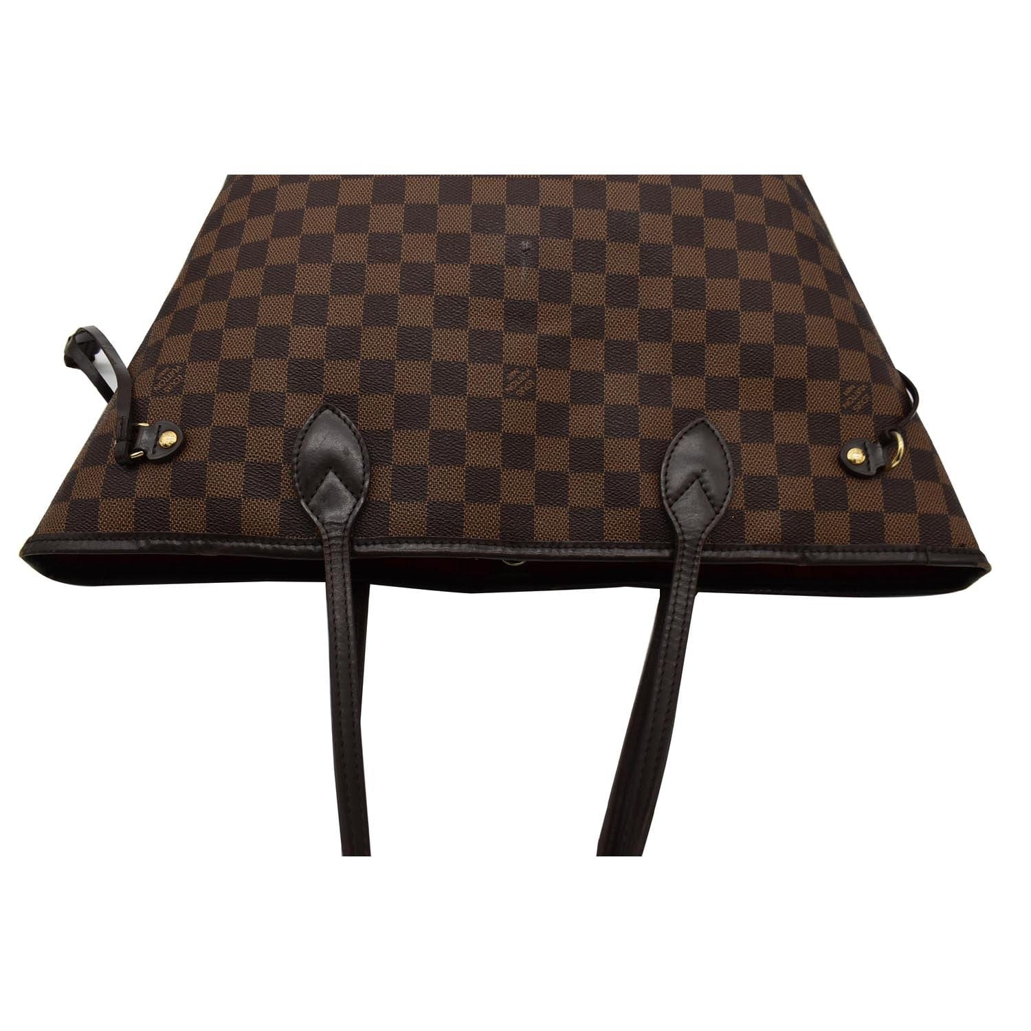 LOUIS VUITTON Neverfull MM Damier Ebene Tote Bag Brown