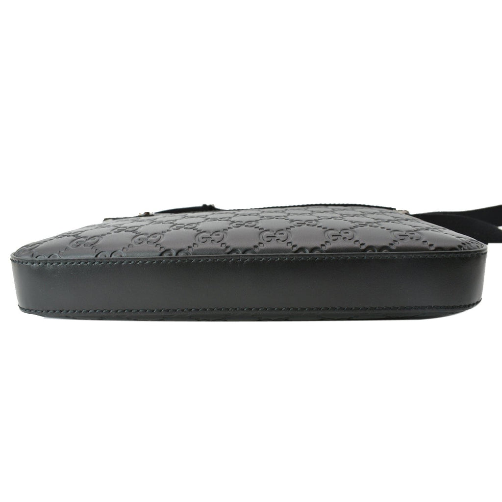 GUCCI Gucci Signature Leather Black Messenger Bag 406410