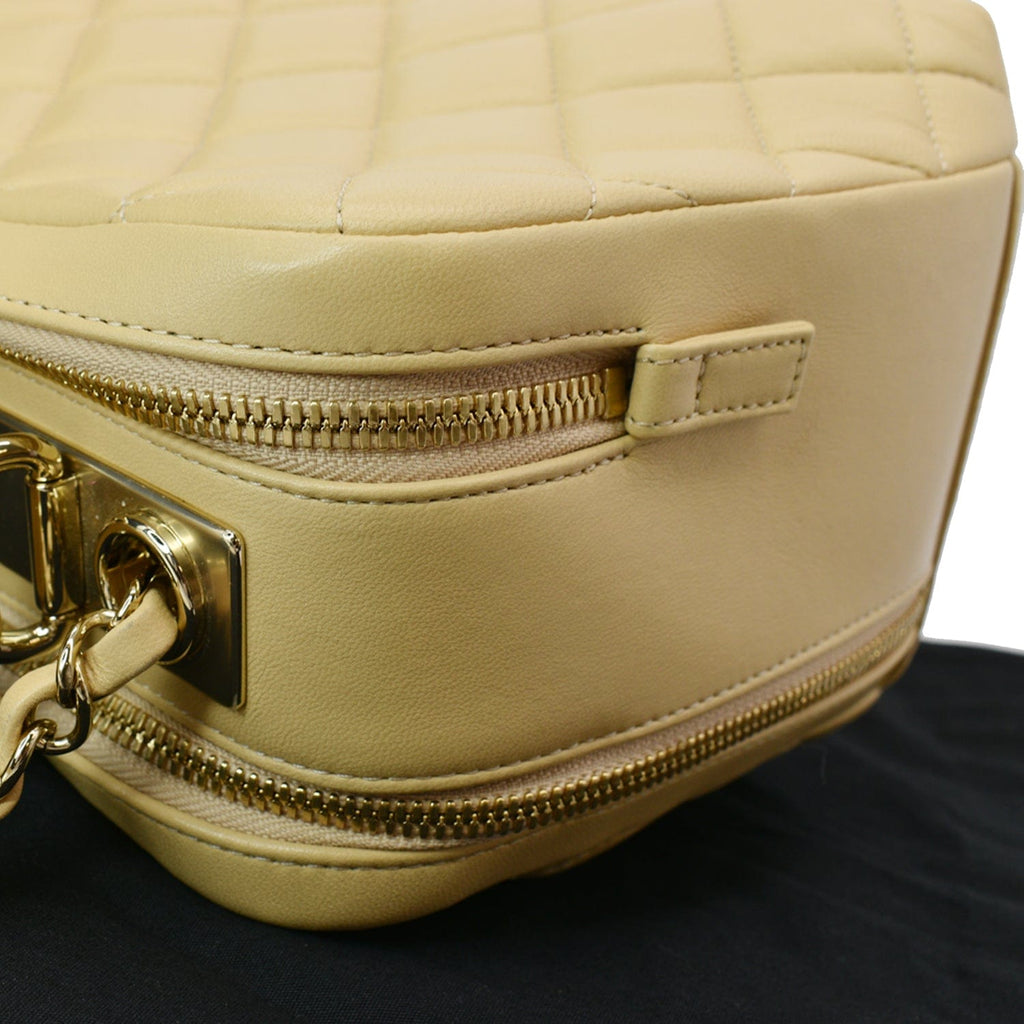 Chanel Trendy CC Bowling Quilted Leather Shoulder Bag Beige