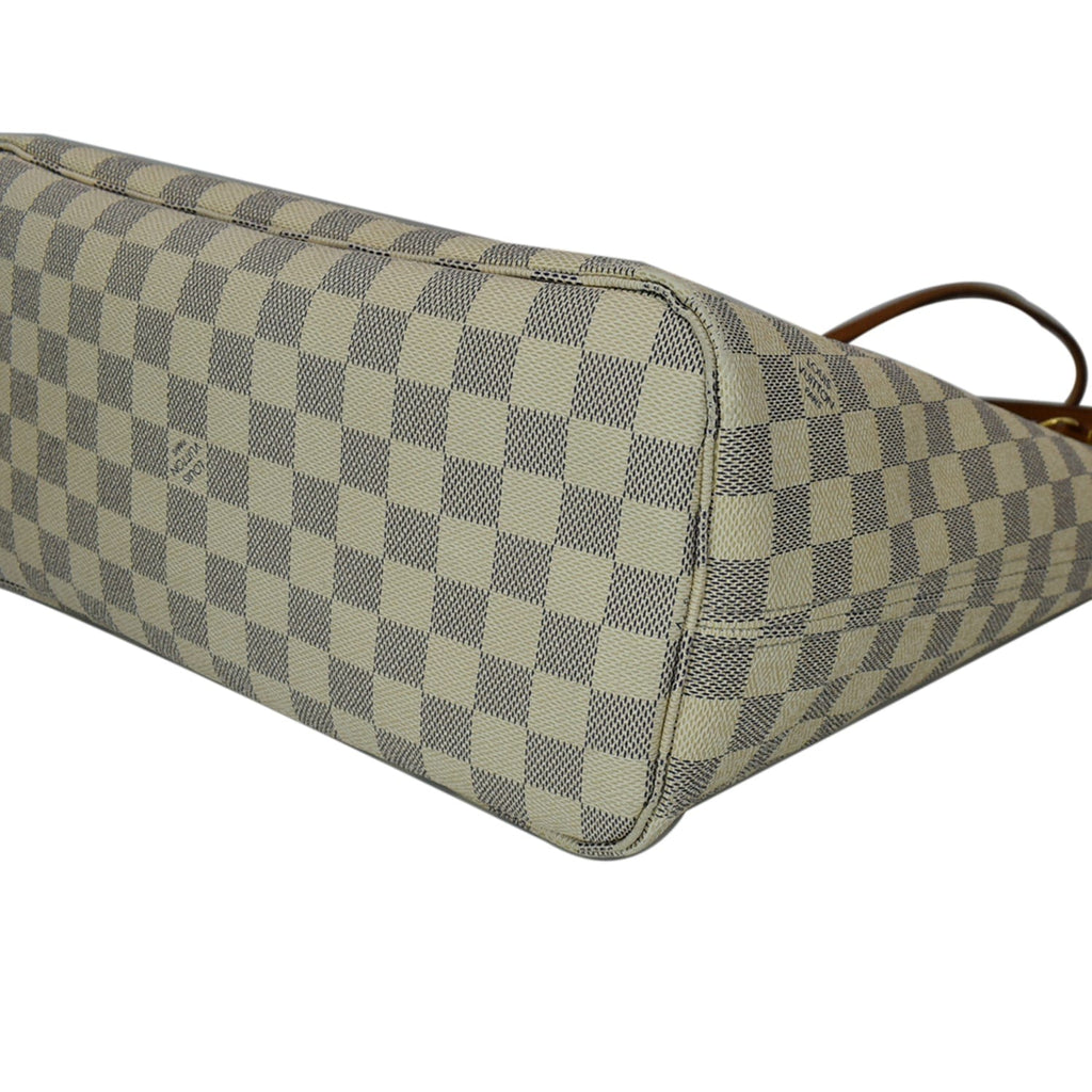 LOUIS VUITTON Neverfull MM Damier Azur Tote Bag Rose Ballerine