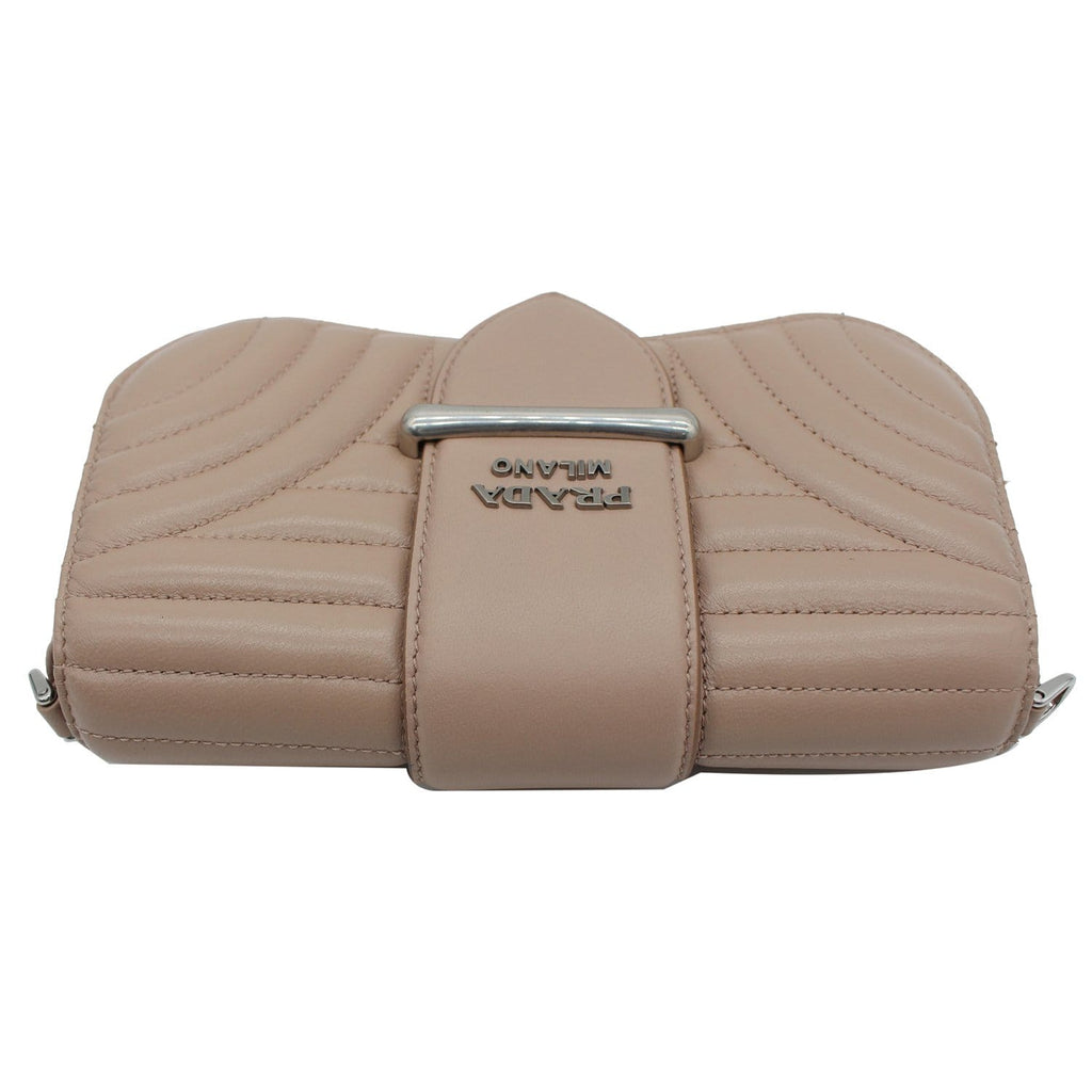 PRADA Mini Sidonie Nappa Diagramme Leather Chain Crossbody Bag Nude