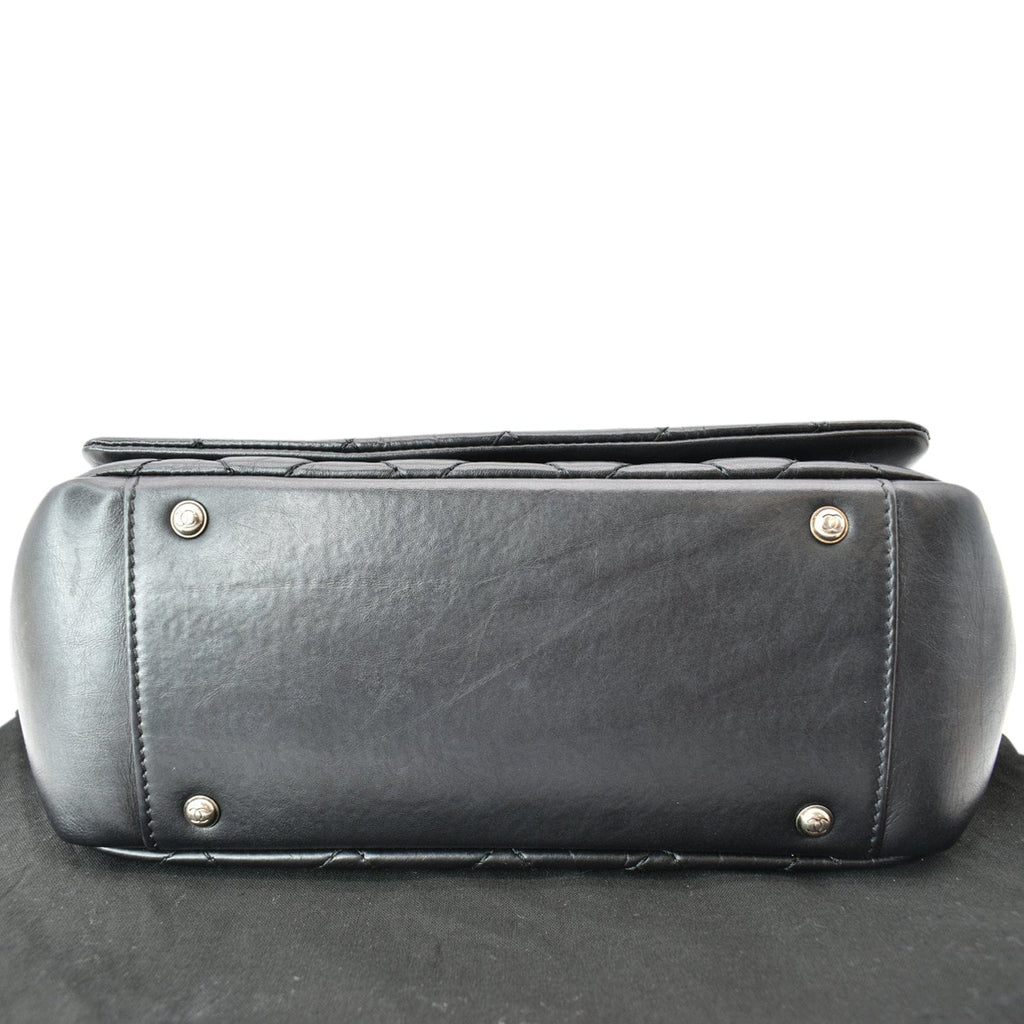 Chanel Accordion Flap Aged Leather Shoulder Bag Black