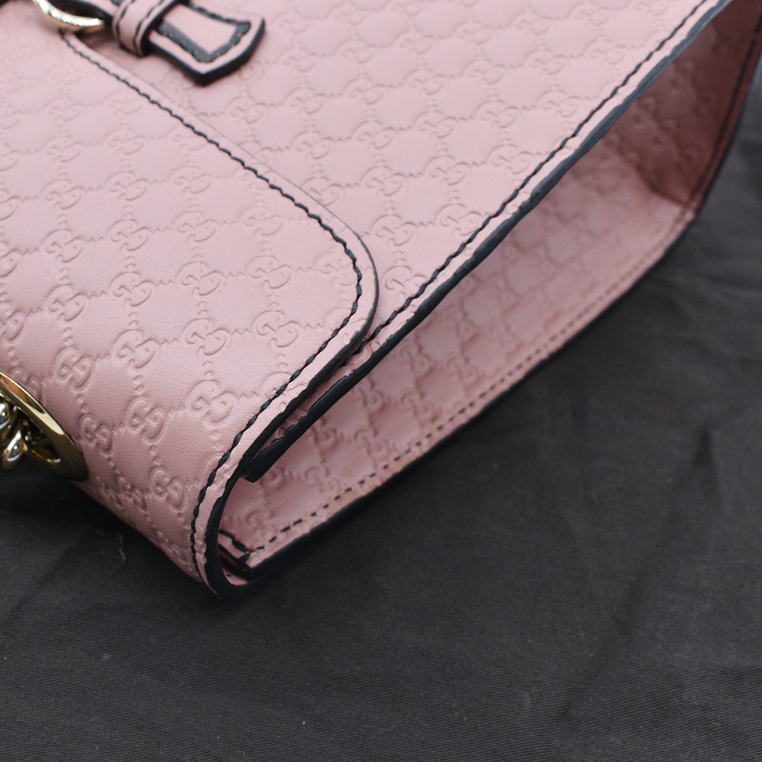 GUCCI Emily Medium Gucci Guccissima Leather Chain Shoulder Bag Light Pink 449635
