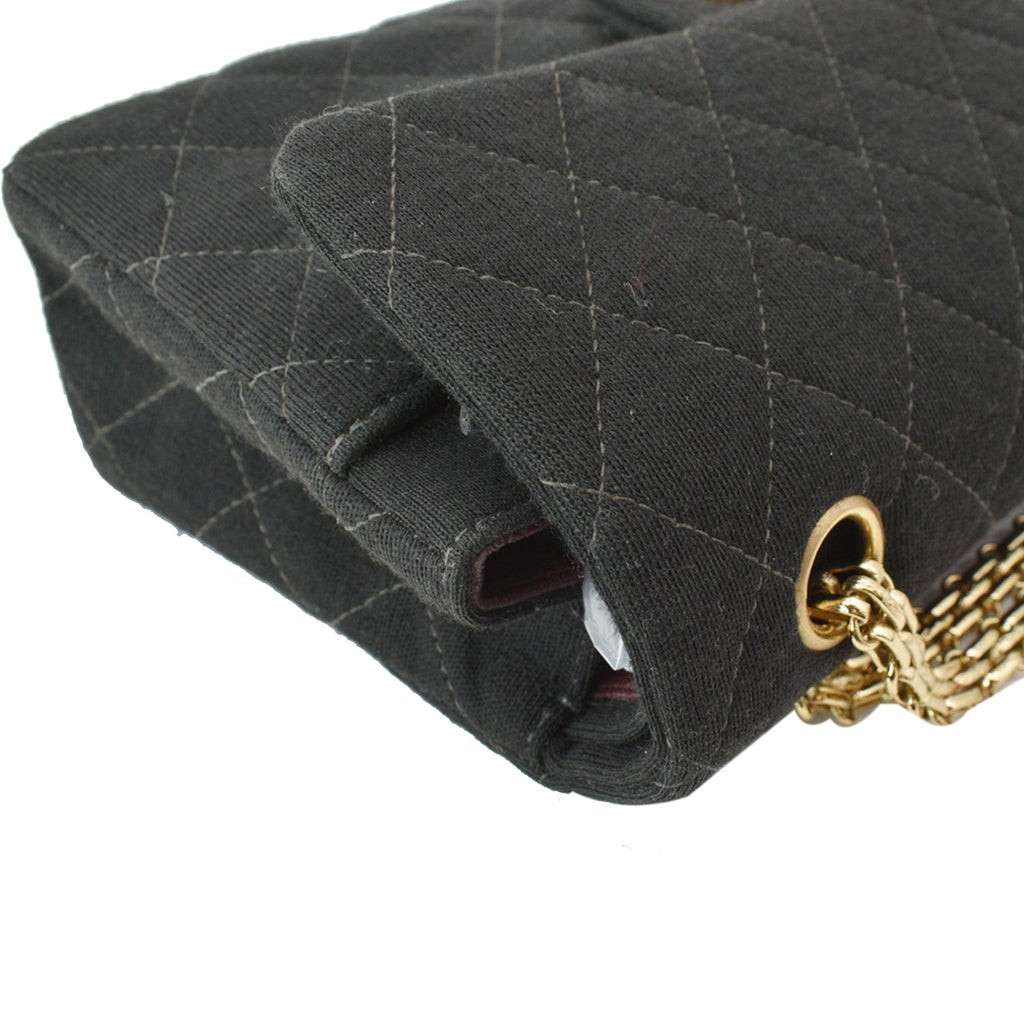 Chanel Classic Flap Jersey Fabric Shoulder Bag Black