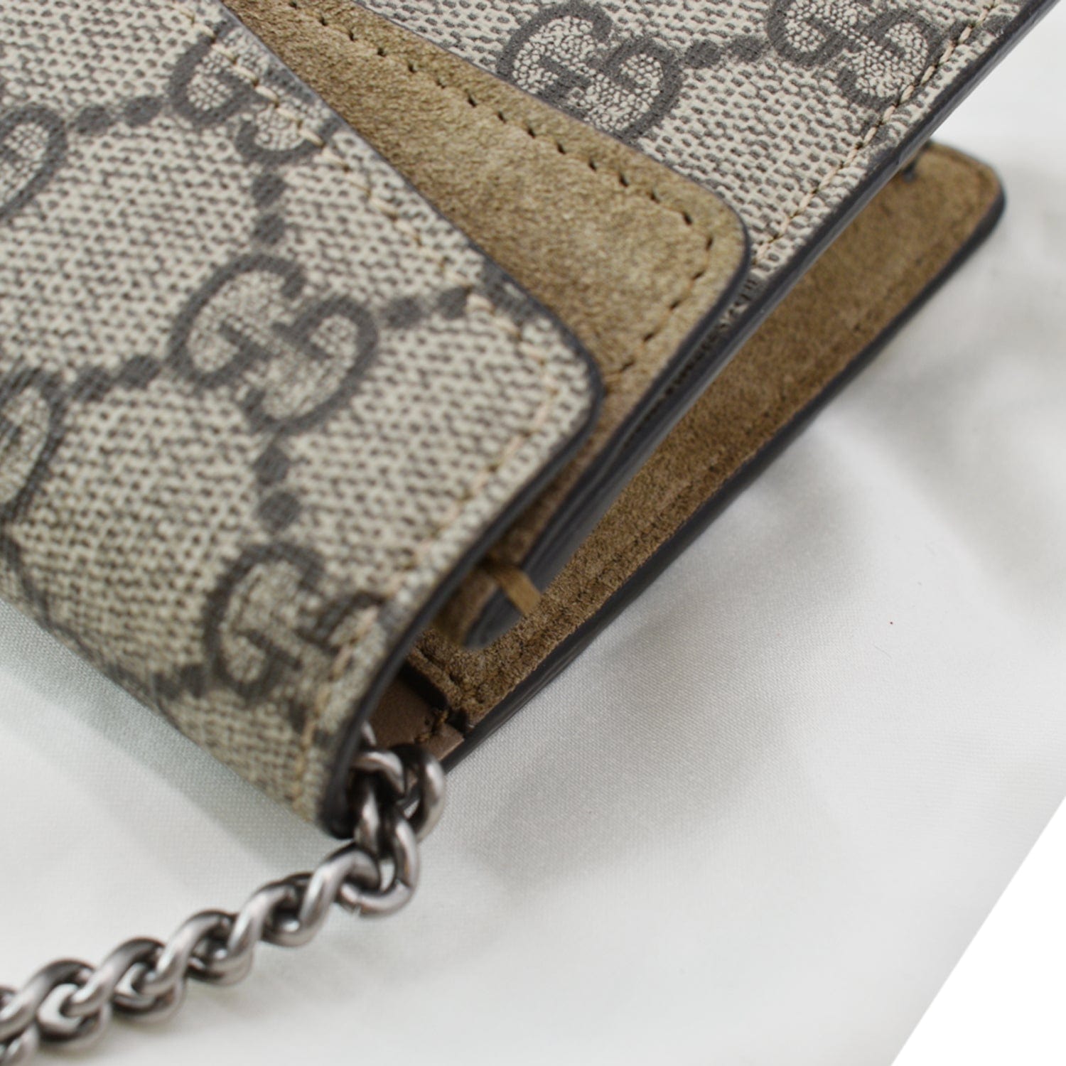 GUCCI Dionysus Super Mini Gucci Supreme Canvas Crossbody Bag Taupe 476432