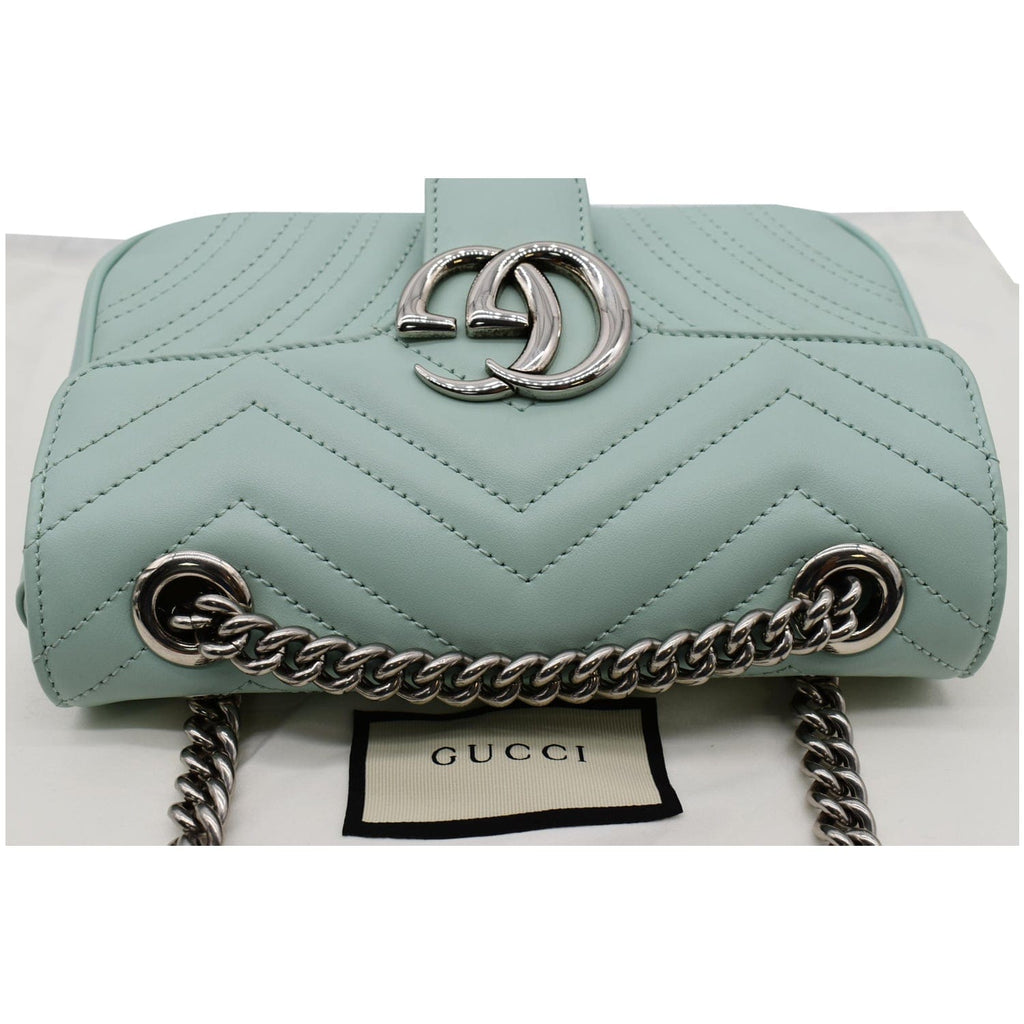 GUCCI Gucci Marmont Mini Matelasse Leather Crossbody Bag Bright Green 446744