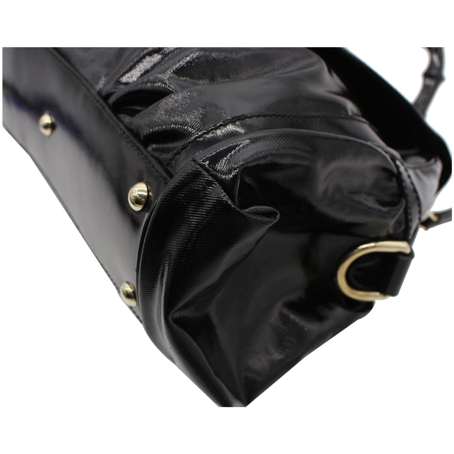 GUCCI Pop Bamboo Dialux Coated Canvas Top Handle Shoulder Bag Black 190256