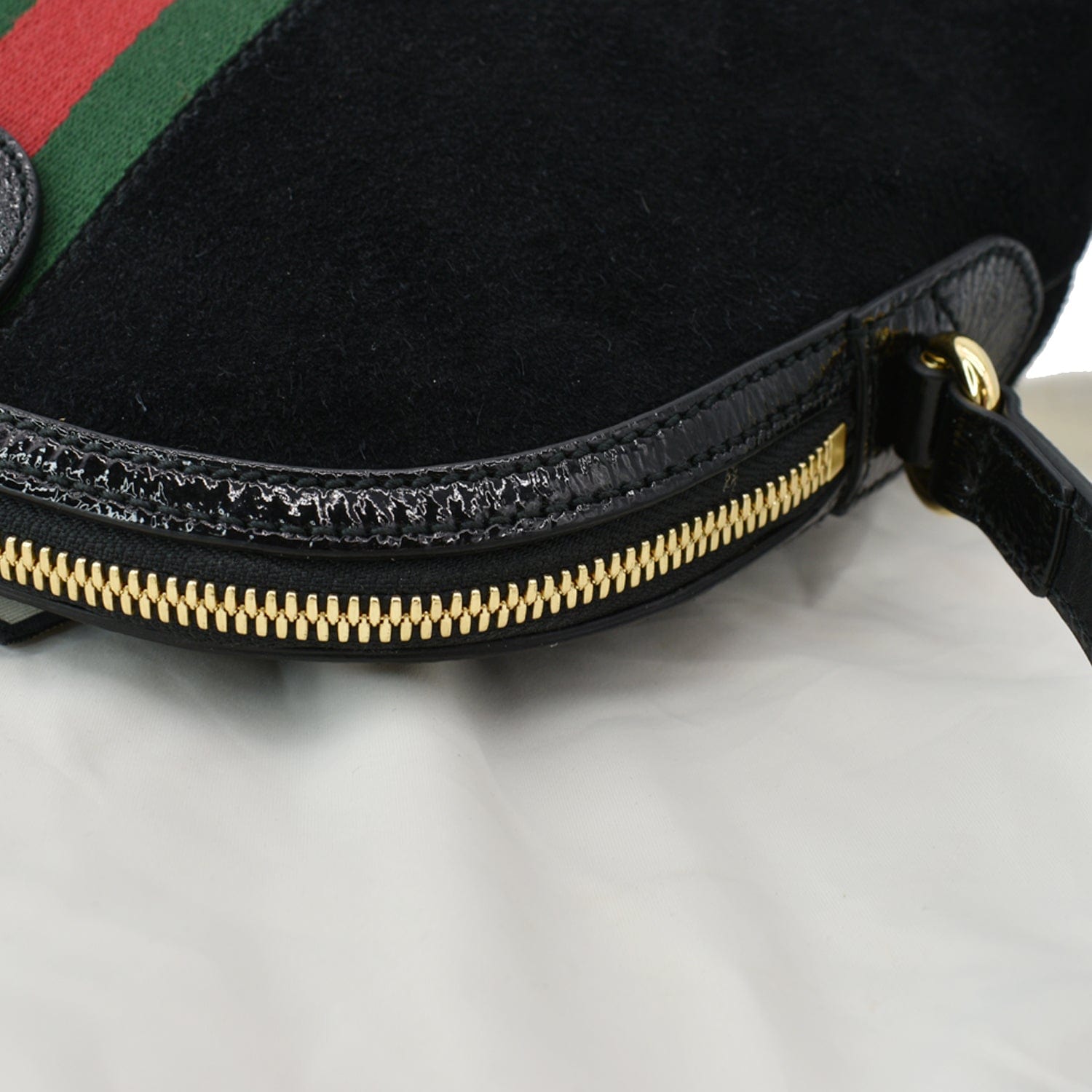 GUCCI Ophidia Gucci Small Suede Shoulder Bag Black 499621