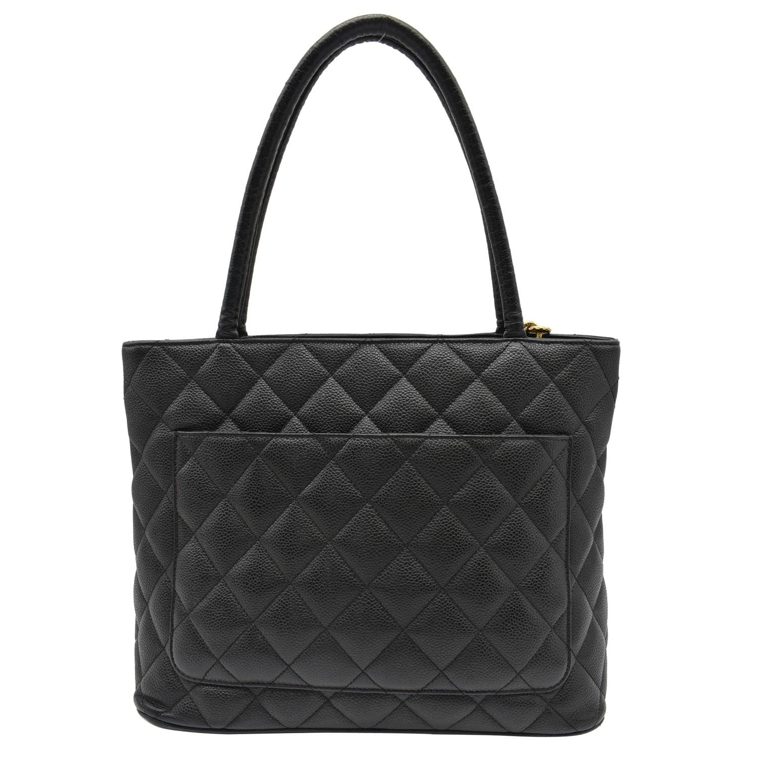 Chanel Medallion Quilted Caviar Leather Tote Bag Black