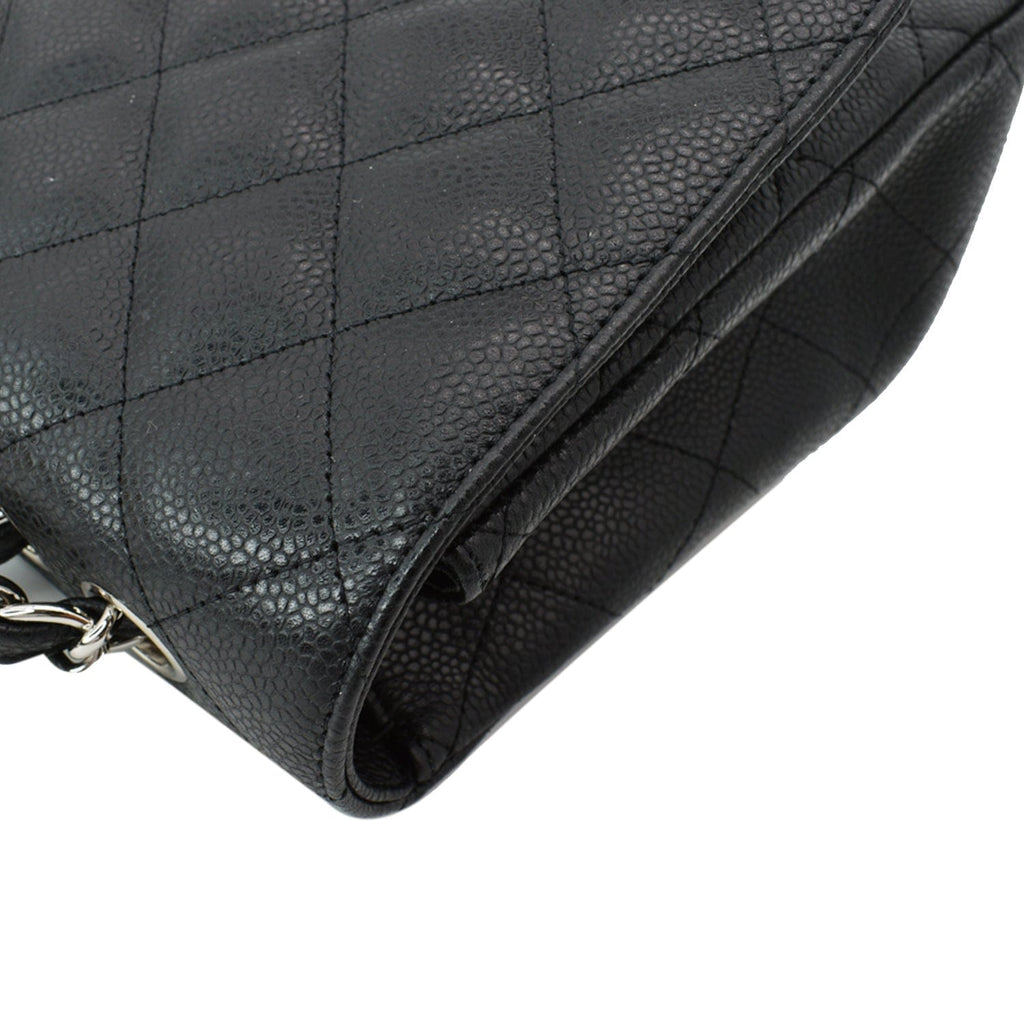 Chanel Jumbo Classic Single Flap Caviar Leather Shoulder Bag Black