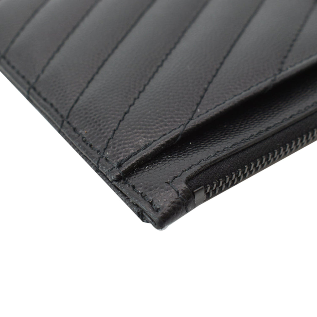 YVES SAINT LAURENT Matelasse Bill Grain De Poudre Zip Pouch Black