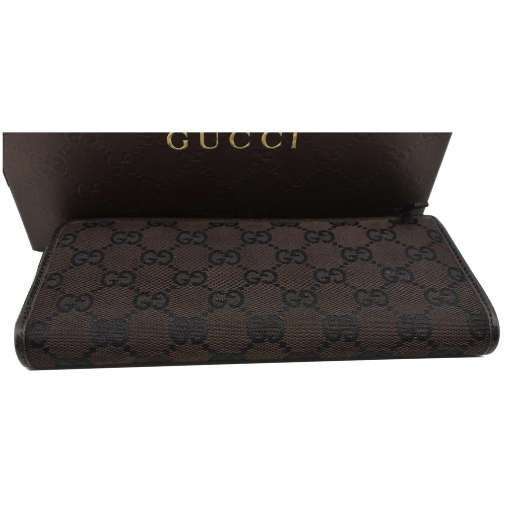 GUCCI Gucci Canvas Zip Around Wallet Brown 268917
