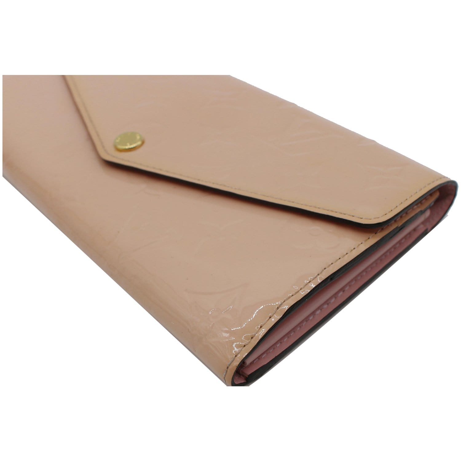 LOUIS VUITTON Sarah Monogram Vernis Leather Chain Wallet Light Pink