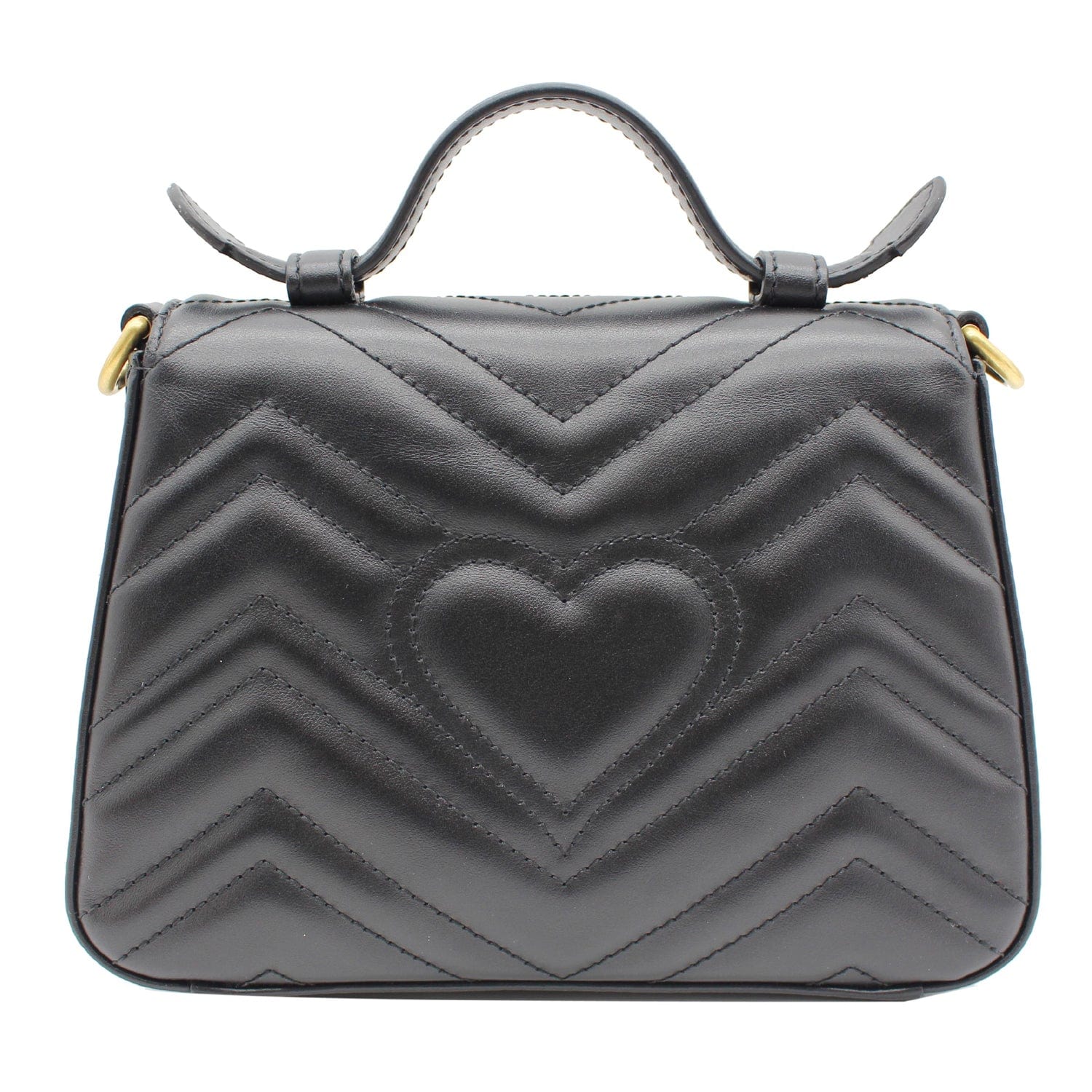 GUCCI Gucci Marmont Mini Leather Top Handle Shoulder Bag Black 547260