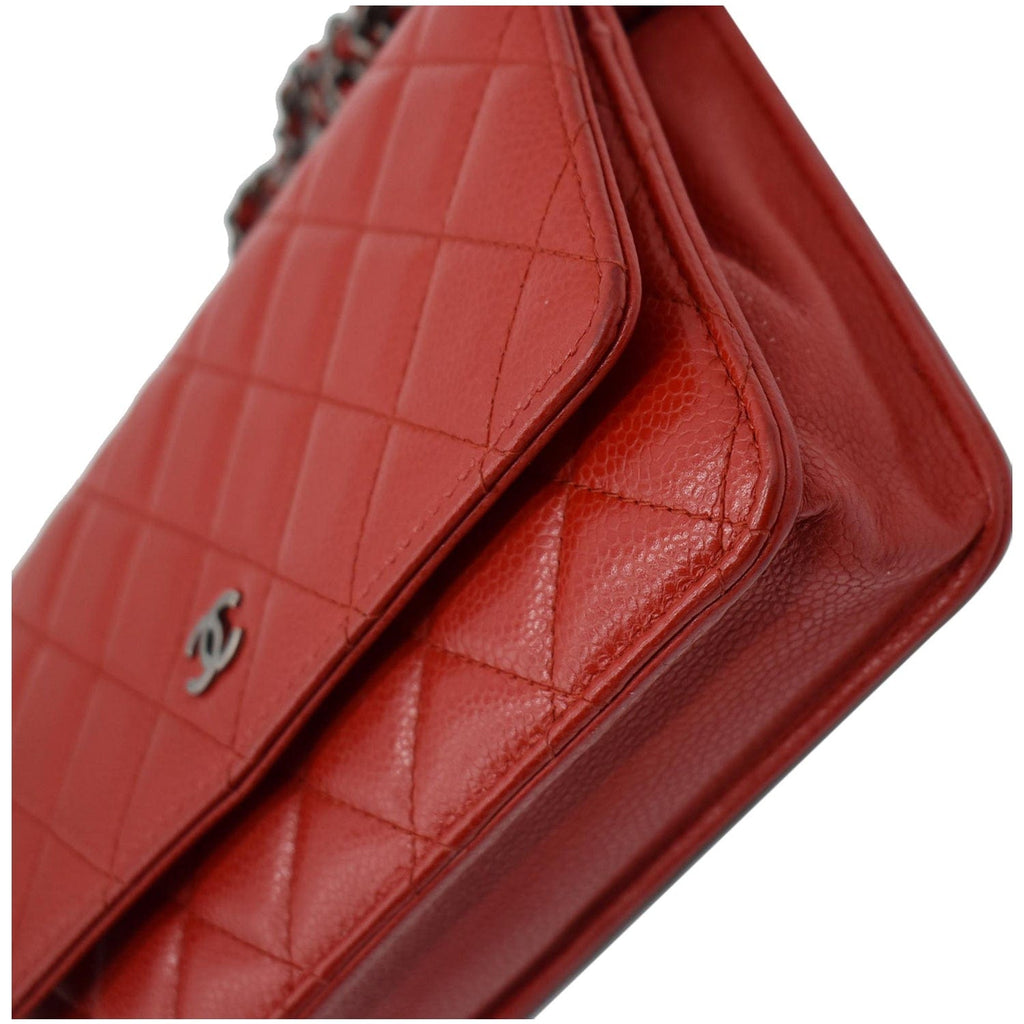 Chanel CC WOC Caviar Leather Chain Crossbody Bag Red
