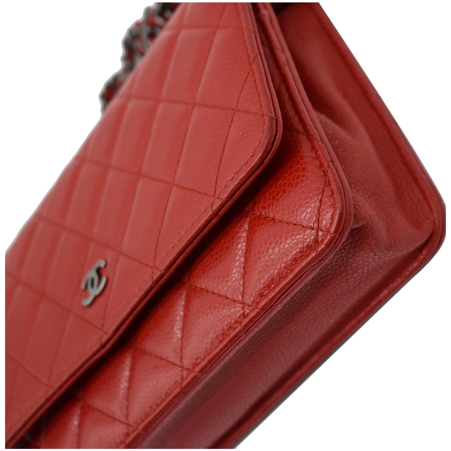 Chanel CC WOC Caviar Leather Chain Crossbody Bag Red