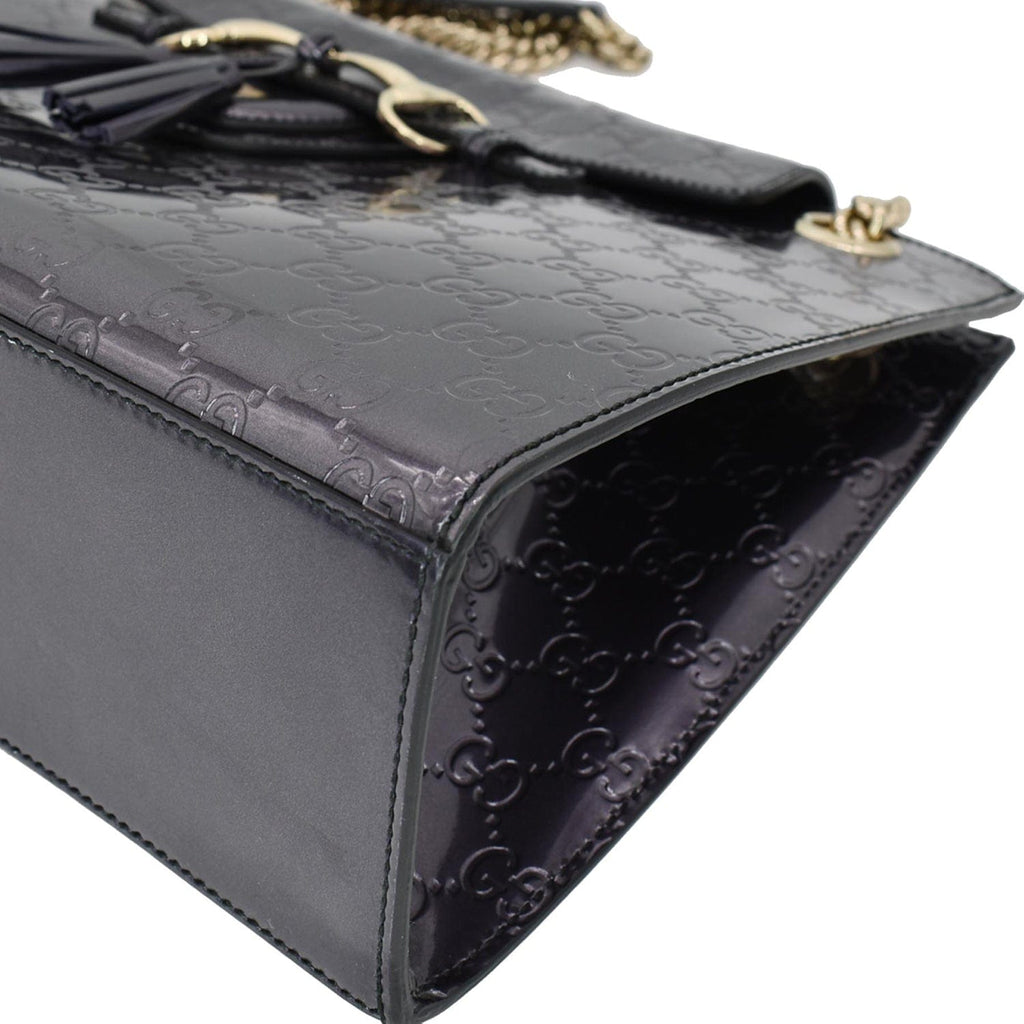 GUCCI Emily Large Guccissima New 1:1 Rep Leather Shoulder Bag Dark Violet 295403