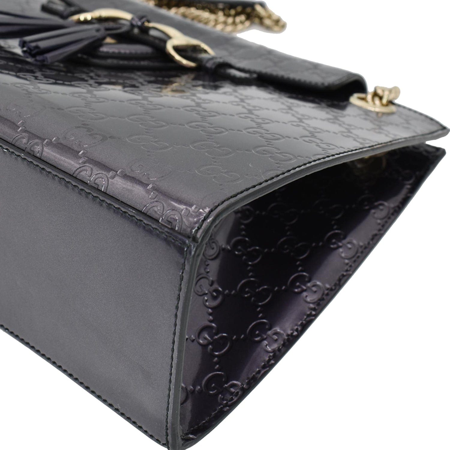 GUCCI Emily Large Guccissima New 1:1 Rep Leather Shoulder Bag Dark Violet 295403