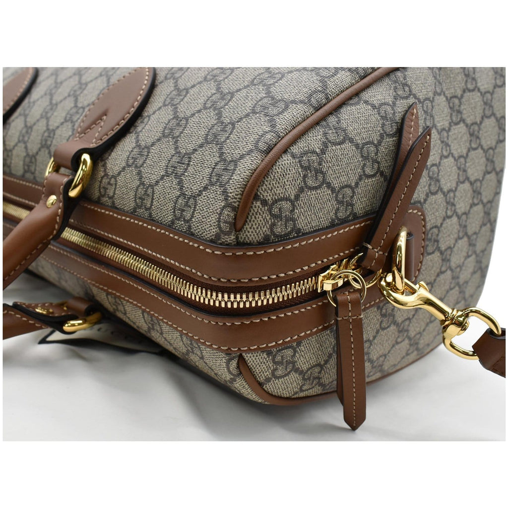 GUCCI Blind for Love Embroidered Gucci Supreme Canvas Boston Bag Maple Brown 409527