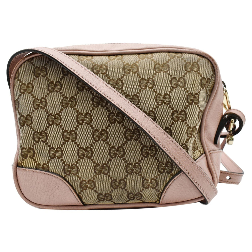 GUCCI Bree Gucci Canvas Leather Crossbody Bag Pink 449413