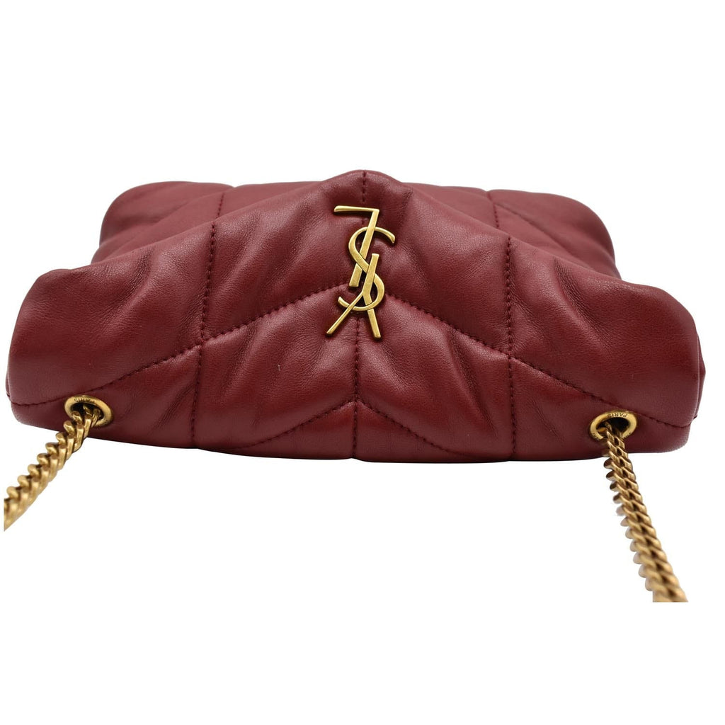 YVES SAINT LAURENT Small Loulou Puffer Quilted  Leather Crossbody Bag Red