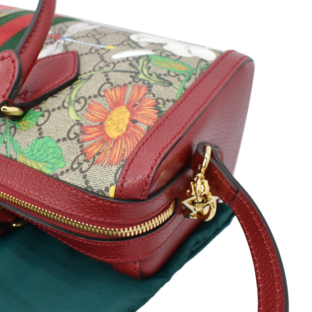 GUCCI Ophidia Flora Web Gucci Supreme Canvas Top Handle Shoulder Bag Red 524532