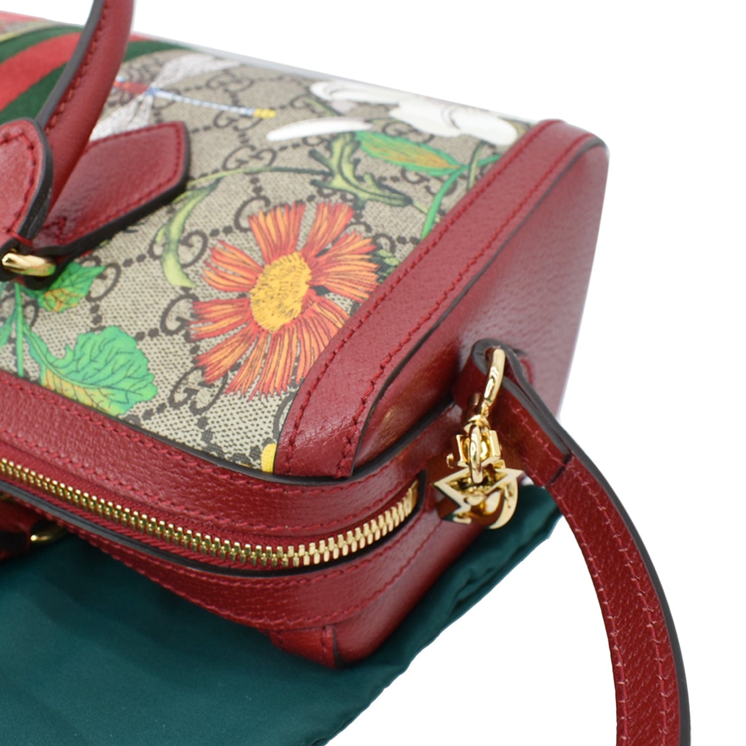 GUCCI Ophidia Flora Web Gucci Supreme Canvas Top Handle Shoulder Bag Red 524532